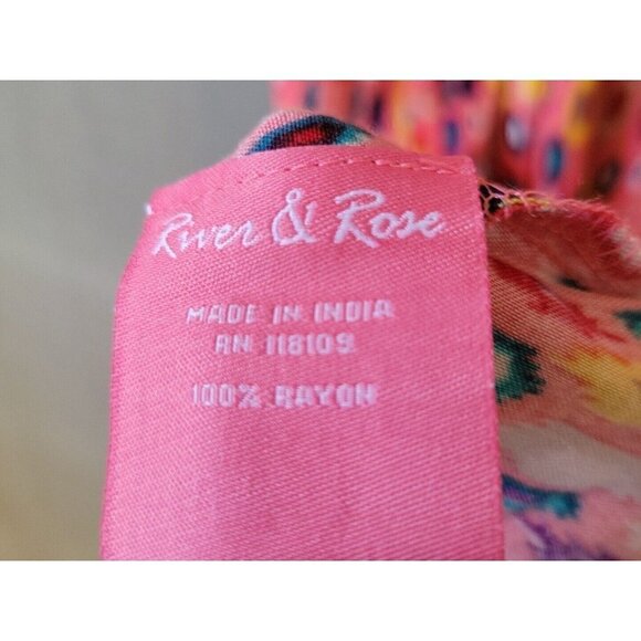 Womens Spaghetti Strap Dress Colorful Coral Graphic Print With Pockets Sz S NEW! - Picture 7 of 12